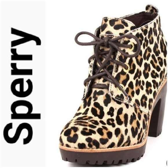 SPERRY Pony Hair Animal Leopard Print Ankle Boot Booties 6! - Picture 1 of 10